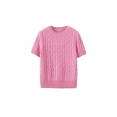 Knitted Short Sleeve O-Neck Sweater